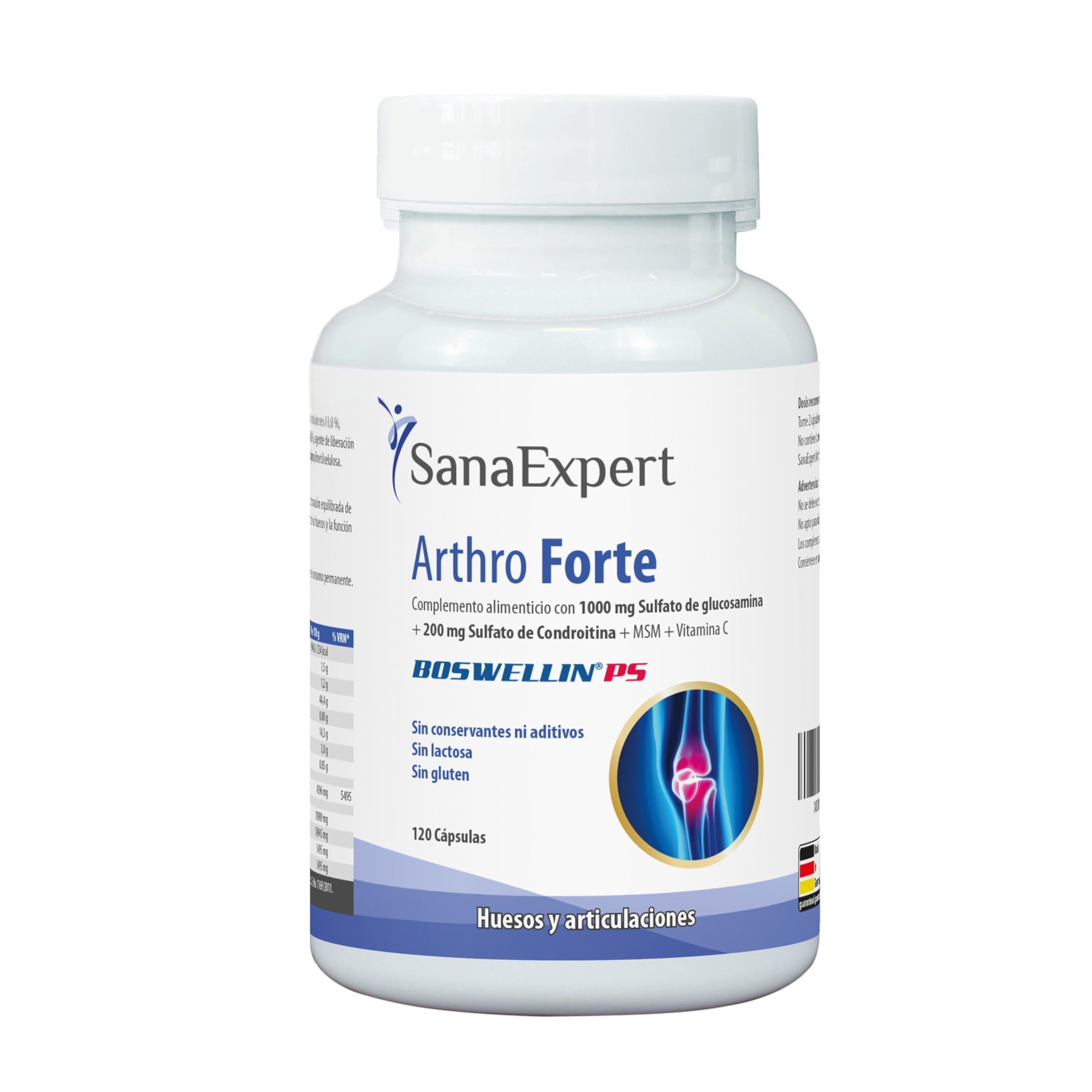 SanaExpert Arthro Forte - Suplemento Natural para la Salud de las Articulaciones y Huesos con Sulfato de Glucosamina - 120 Cápsulas - Fabricado en Alemania