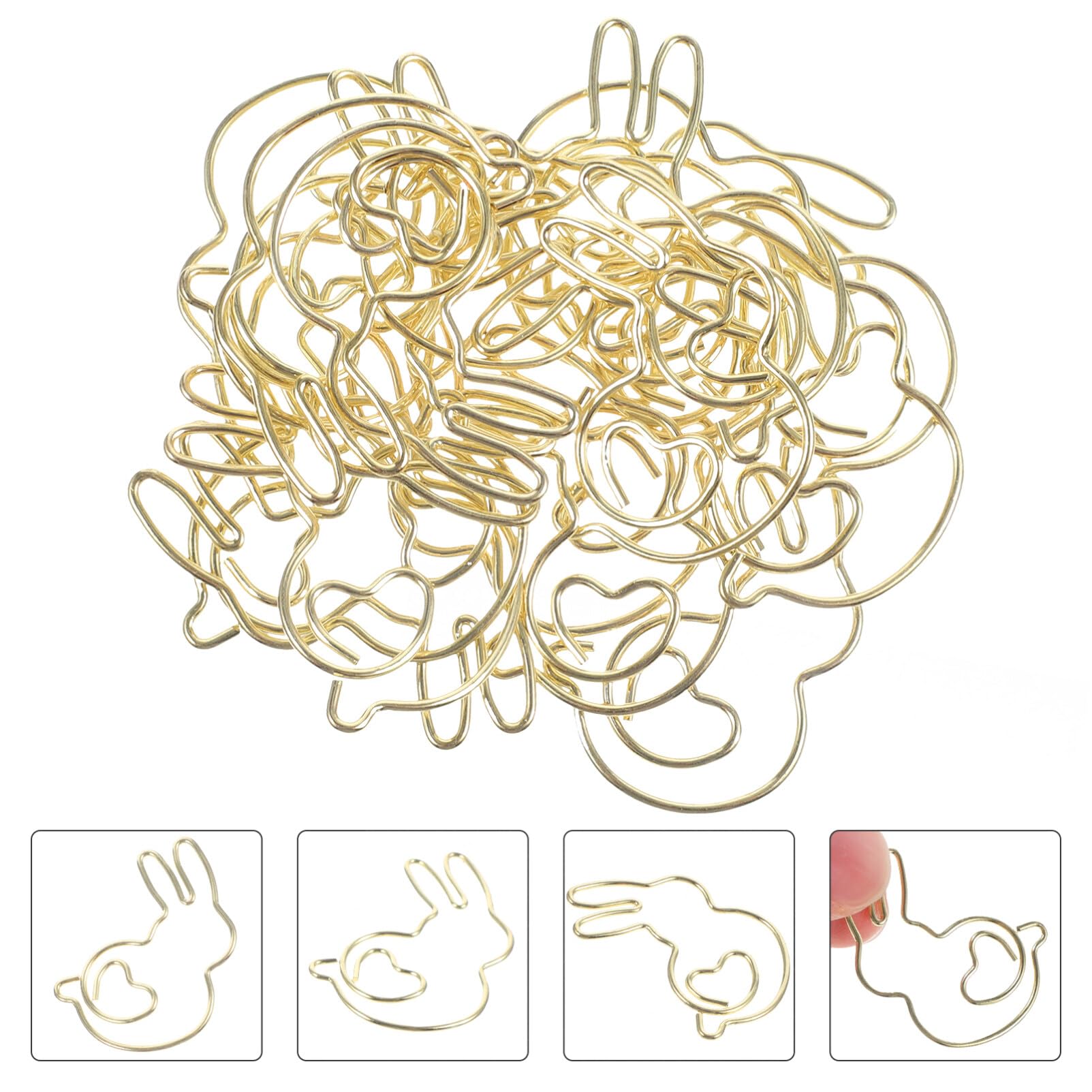 20Pcs Golden Rabbit Shaped Paper Clips Cute Metal Paper Clips for Office Home Bookmark Document Organizer Fun Stationery - Image 3