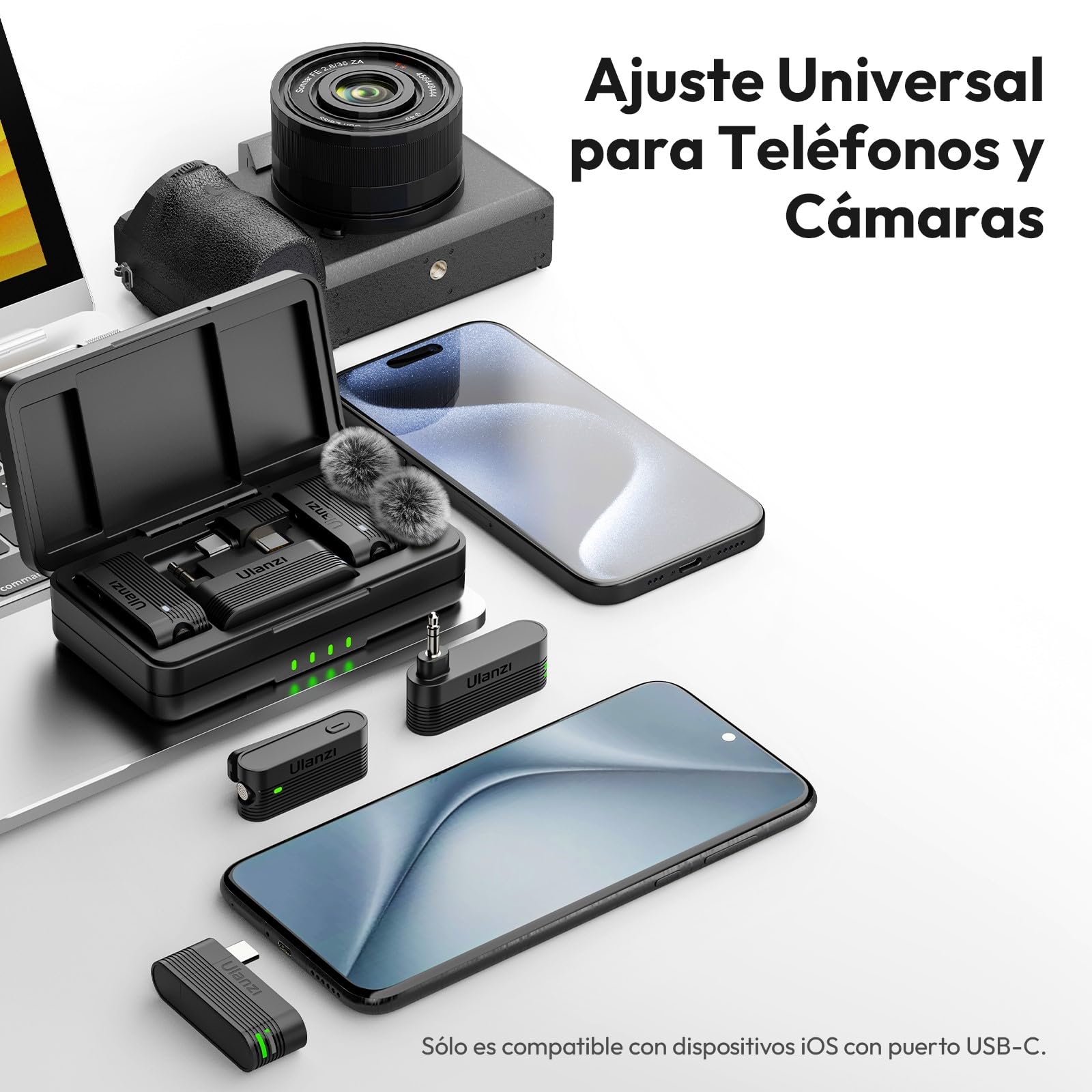 Micro Cravate Sans Fil ULANZI A100 - Double Micro Avec Réducteur Bruit Pour IPhone/Android/Caméra