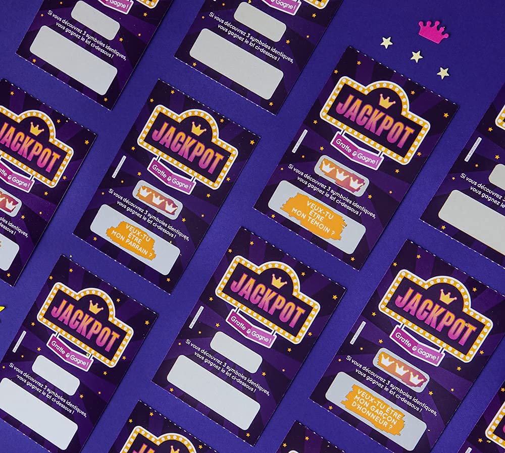 Carte à gratter demande témoin demoiselle d'honneur parrain marraine style ticket de jeu