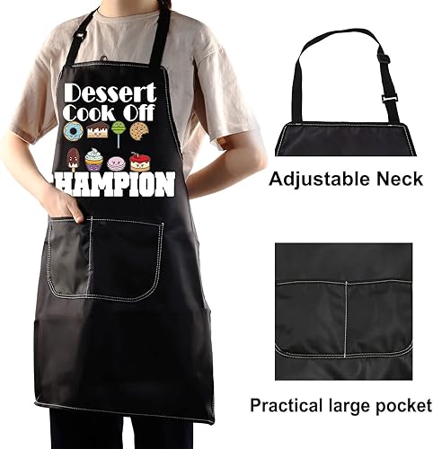 Miniatura 4 de WZMPA Delantal de chef de postres para mujeres y hombres, regalos para amantes de los postres, postres cocineros, delantal ajustable para pastelero,