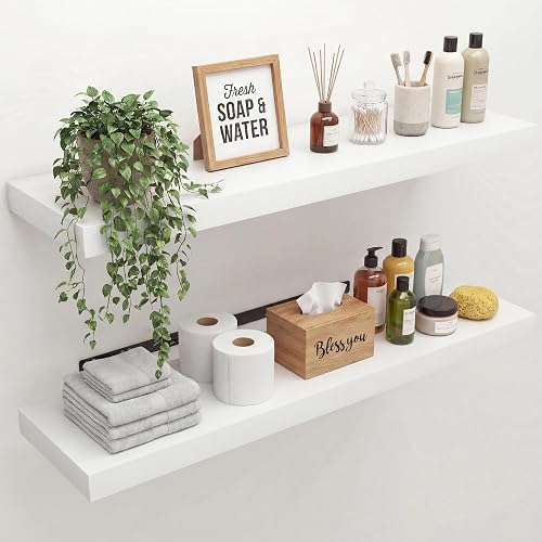 36 in Floating Shelves for Wall Decor Color White,Pack 2