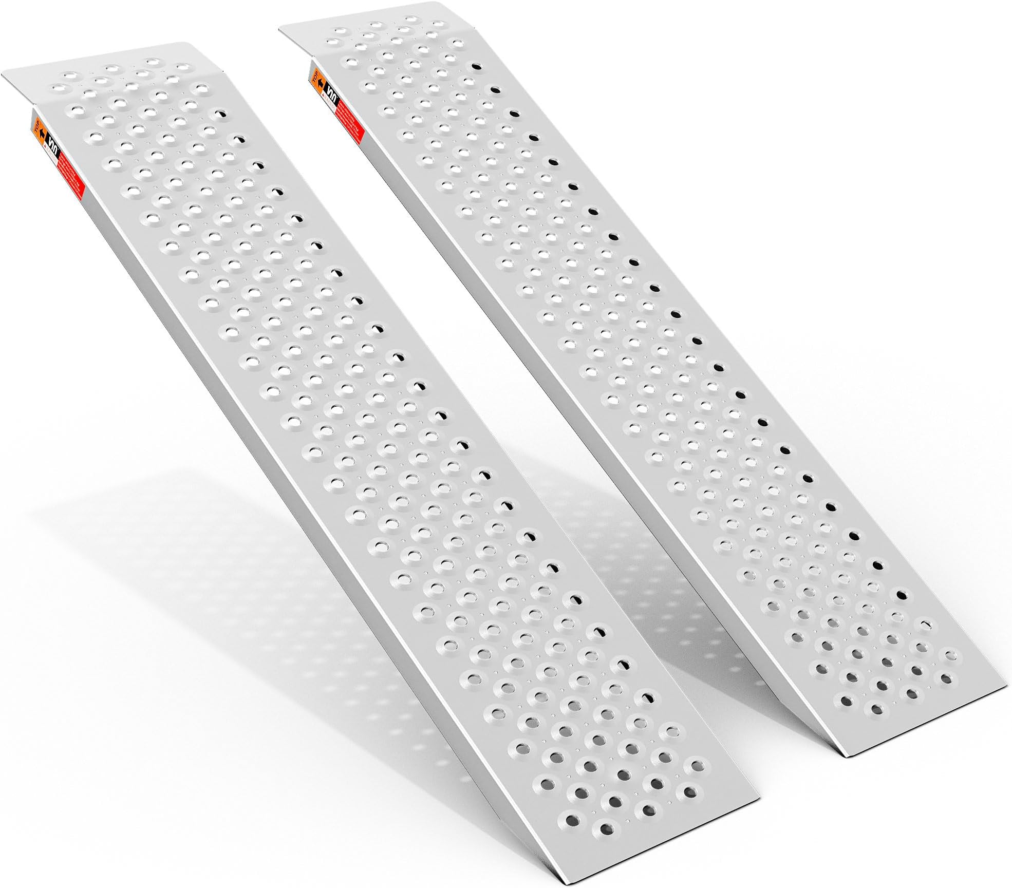 VNN Aluminum Shed Ramp 2PCS - 4' Long Loading Ramp for Riding Mower, Lightweight Sturdy Anti-Slip Ramps with Punch Plate Surface, 880 lbs Capacity for Lawn Mower, ATV,Motorcycle- 8" Wide, 4' Long