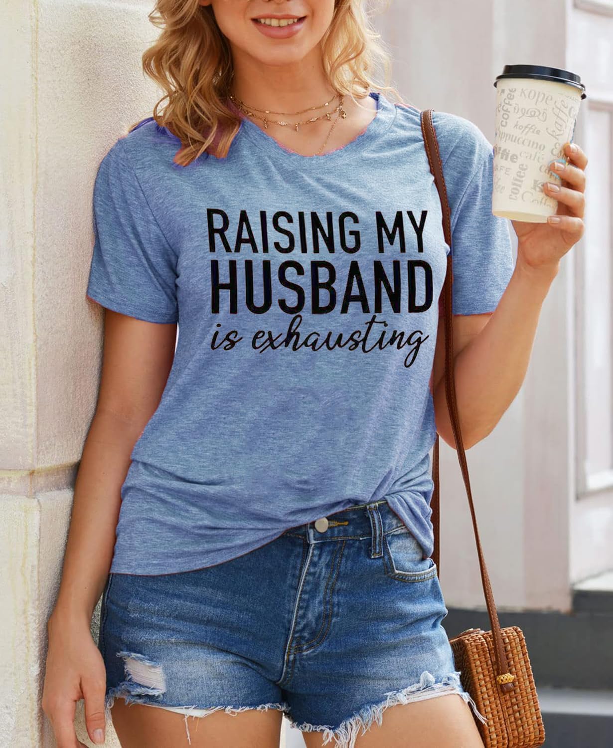 Women Raising My Husband is Exhausting Funny Wife T Shirts Gifts for Wife Christmas - Image 2