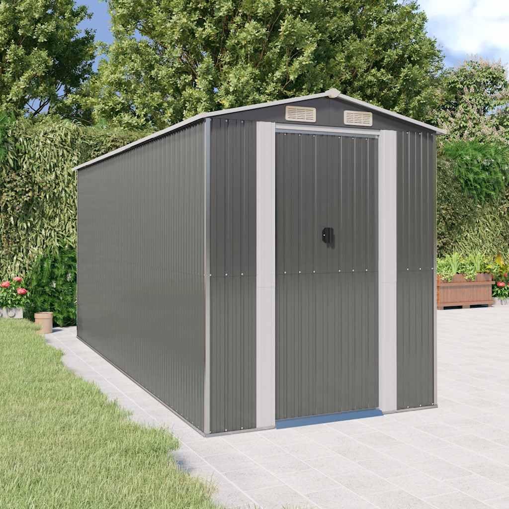 Générique Abri de Jardin Gris Clair 192x440x223 cm Acier galvanisé,Maison & Jardin,Pelouses & Jardins,Vie en extérieur,Structures extérieures,Cabanes & abris de Jardin,3147441