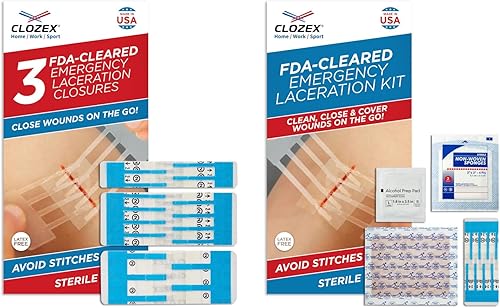 Clozex Cierre de laceración de emergencia y kit FSA HSA Dispositivo de cierre de piel elegible para tratar 4 heridas combinadas hasta 5 34 pulgadas