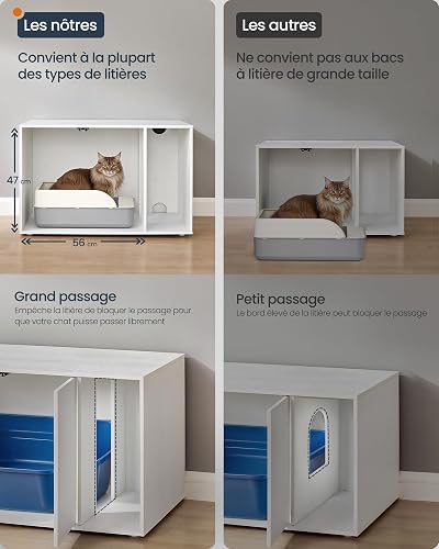 SONGMICS HOME Set of 2 Cat Litter Box Enclosures Bundle, Snow White - 5