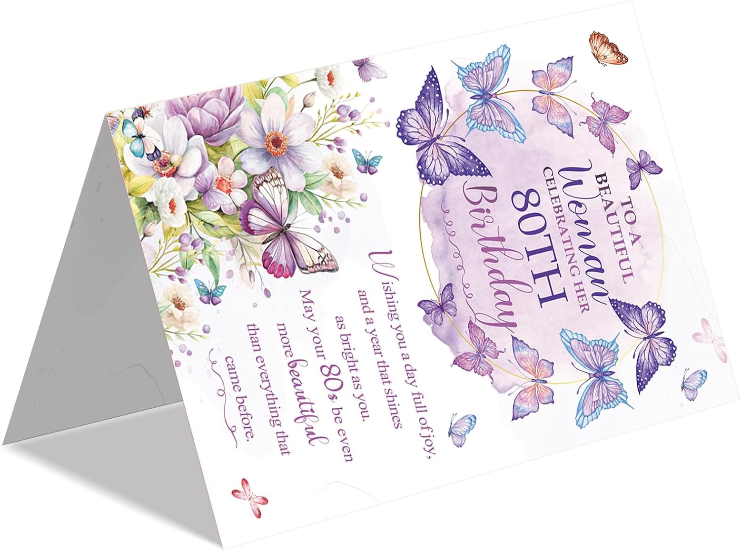 80th Birthday Card Gifts for Women, Cool Gifts for 80 Year Old Woman, 80th Birthday Decorations for Grandma-8x5.3 Inches, Double-Sided - Image 5