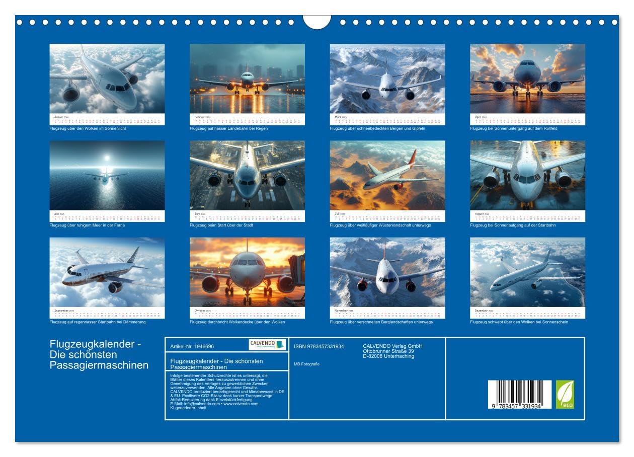 Flugzeugkalender - Die schönsten Passagiermaschinen (Wandkalender 2026 DIN A3 quer), CALVENDO Monatskalender: Atemberaubende Flugzeug-Aufnahmen in ... begeistert sind (CALVENDO Mobilitaet)