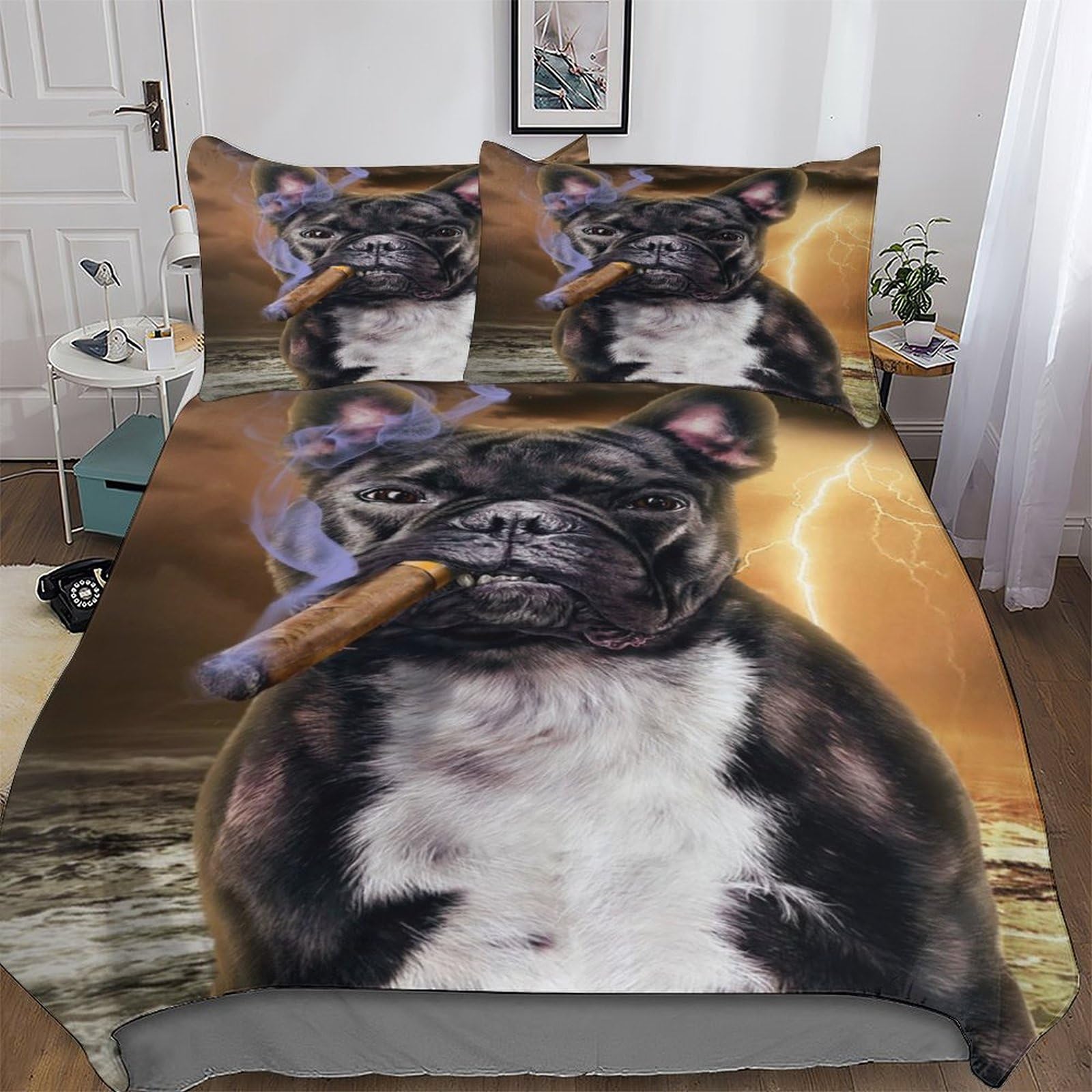 Parure de lit bouledogue français pour chambre d'ado et adulte