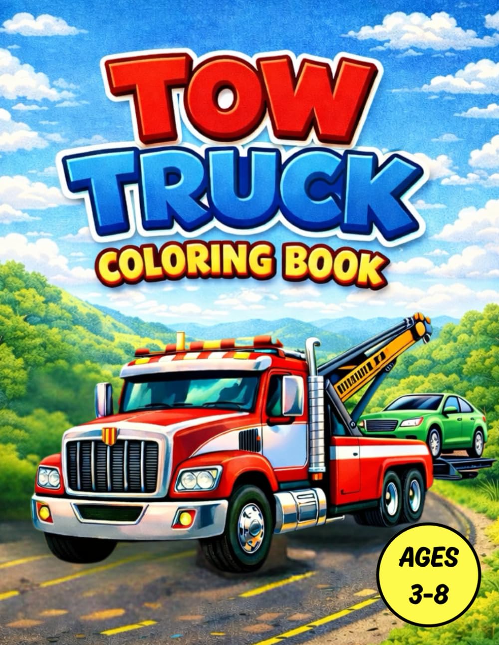 Tow Truck Coloring Book: For Kids Ages 3–8: Realistic Tow Trucks, Roadside Rescues & Big Wreckers to Color