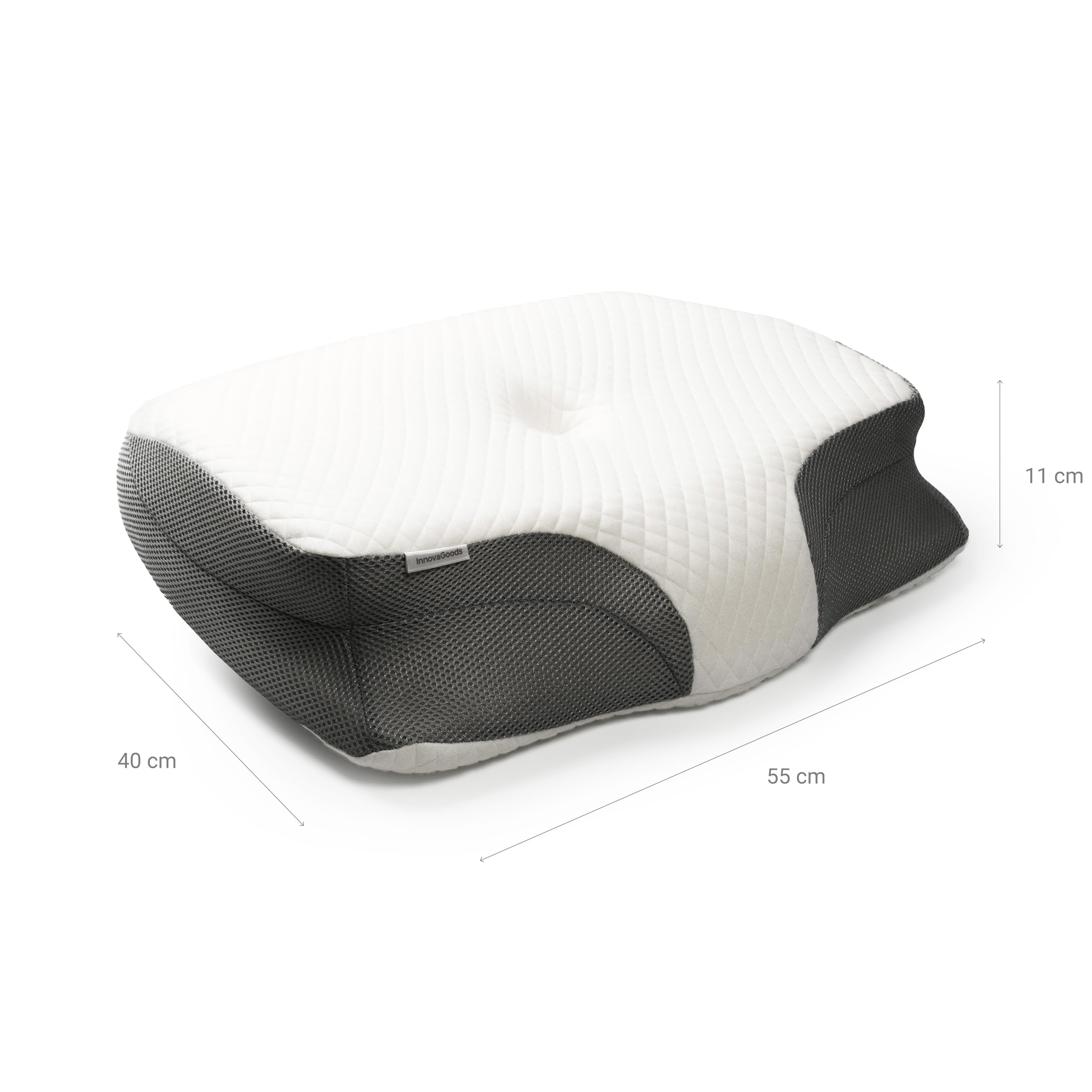 InnovaGoods® Viscoelastic Pillow, Oreiller Ergonomique pour Le Cou et Les cervicales, 2 Niveaux de Hauteur, facilite Une Respiration Douce et Naturelle. soulagement, Repos, Relaxation et Bien-être.