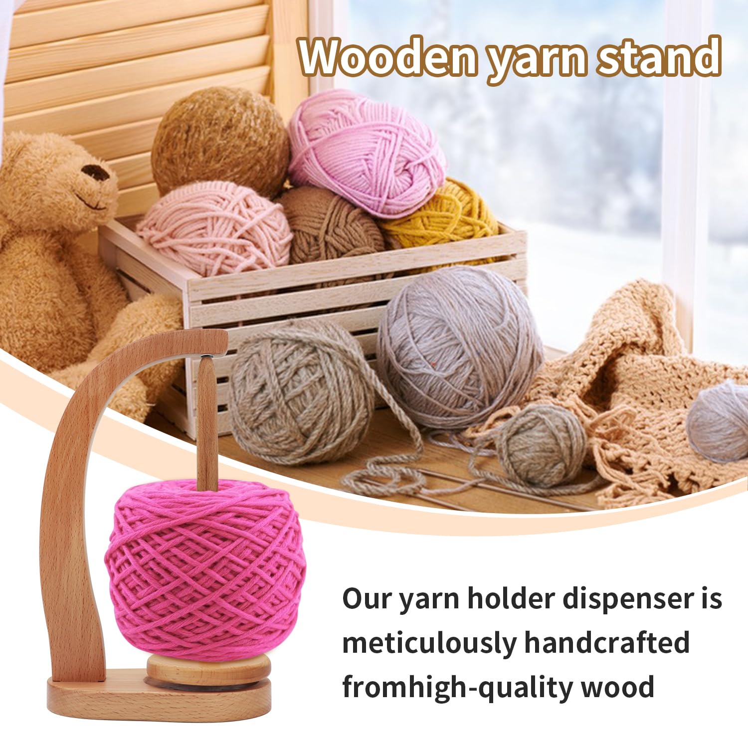 Musical Note Yarn Holder For Knitting & Crocheting - Magnetic Yarn Spinner Storage & Gift