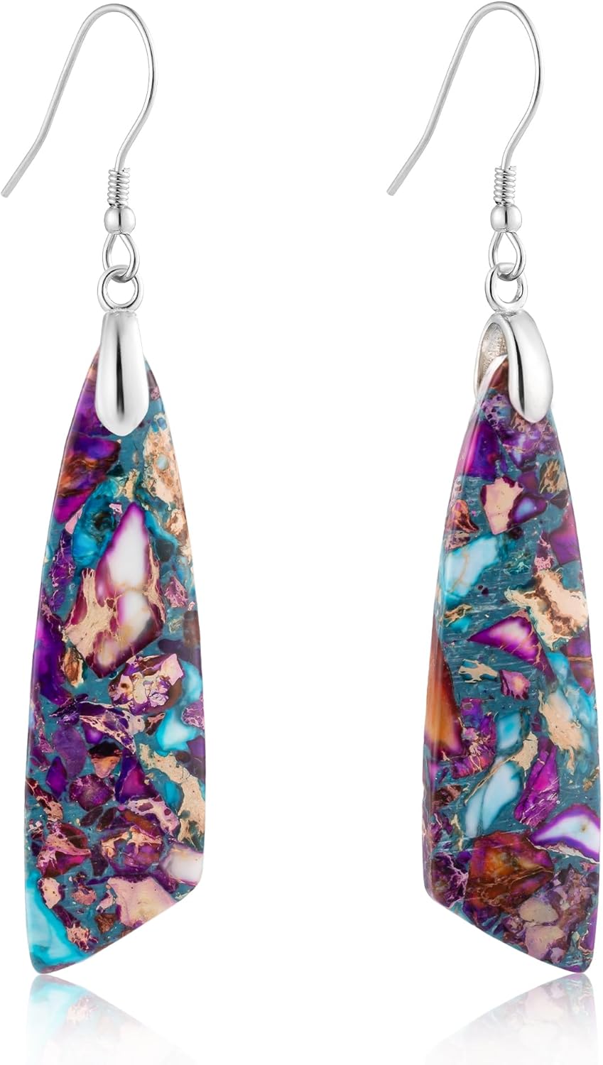 SELOVO Jasper Stone Earrings for Women Trendy Dangle Earrings Fishhook Drop Earrings