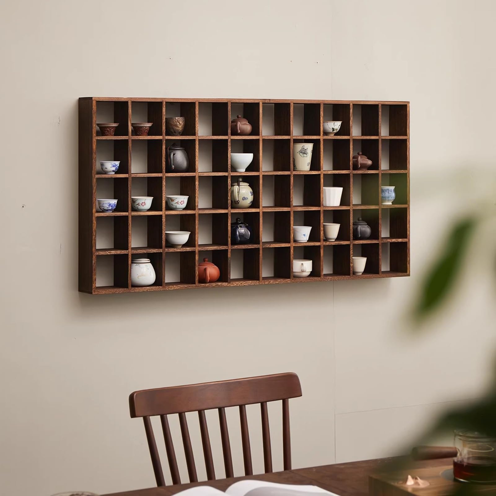 Blazea Tassenregal Wandmontiertes Kaffeetassenregal, Großer Teetassen-Organizer, Holzregal, Dekoratives Vintage-Regal, Kaffeetassen-Kollektion(4x4 16 Slots) Küche, Haushalt & Wohnen
