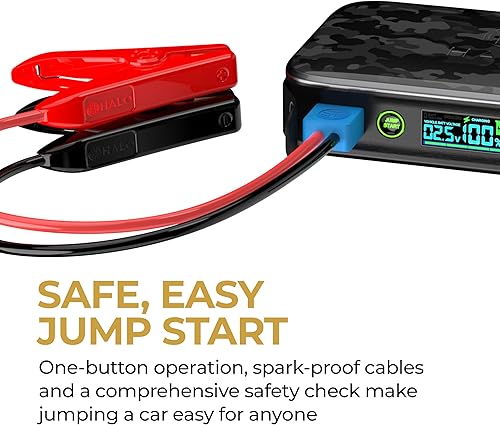 Miniatura 2 de HALO Bolt PaL 1000 Arrancador portátil para automóvil  Puertos de carga USB-A y USB-C, pantalla digital, alimenta múltiples dispositivos, banco de