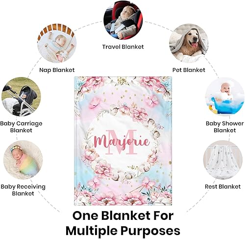 Miniatura 7 de Manta de bebé personalizada para niñas y niños, manta de bebé personalizada con nombre, mantas personalizadas con nombre para niños, manta de