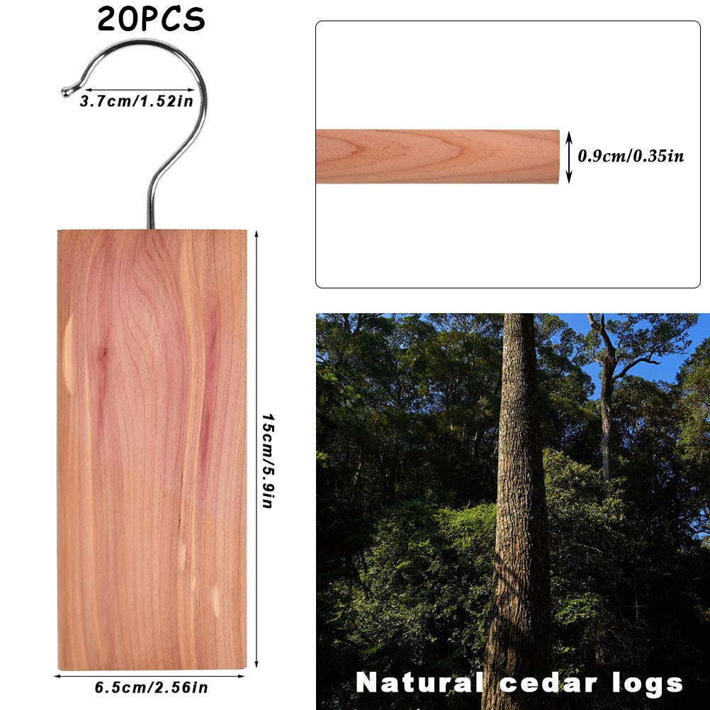 FOCCTS 20 Pcs Cedar Blocks for Closet Storage, Aromatic Red Cedar Planks Chips for Closets and Drawers C edars Wood Hangers