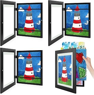 4 Pack 8.5x11 Front-Opening Kids Artwork Frames Changeable (Black)