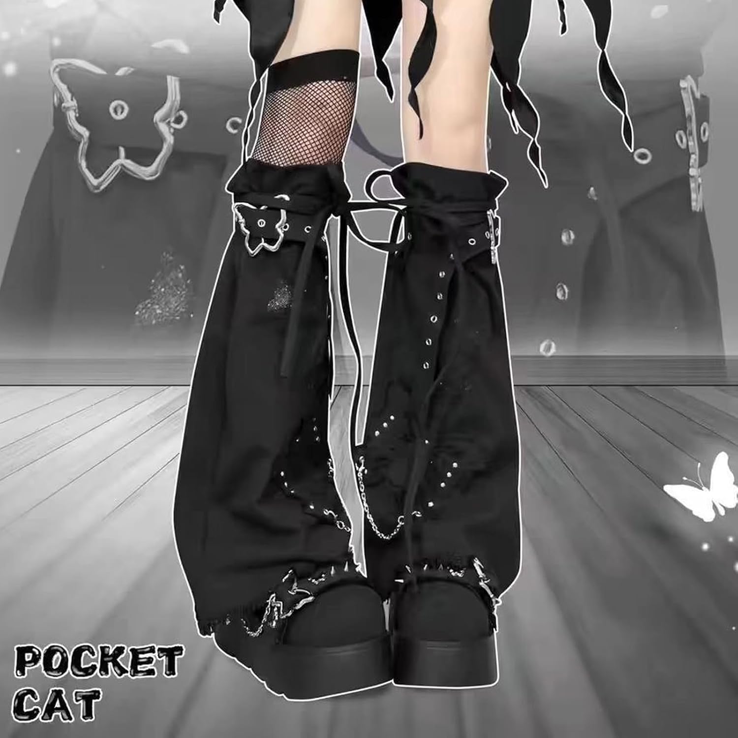 Grunge Leg Warmers for Women, Y2k Leg Warmers for Girls, Cool Goth Gyaru Punk Legs Socks Harajuku Clothes Accessories
