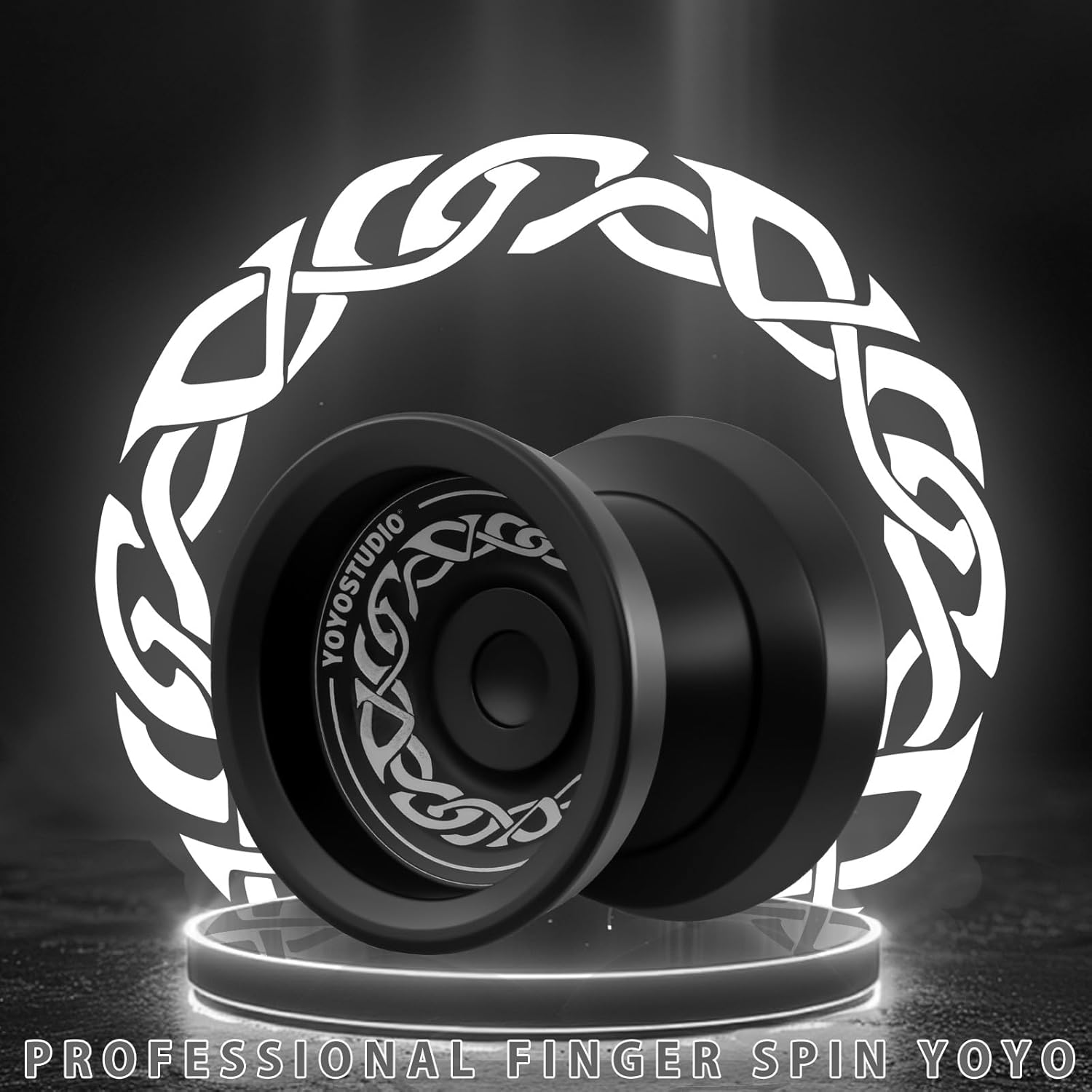 YOYOSTUDIO F25 Finger Spin Yoyo for Kids 8-12 and Adults, Dual Purpose Professional Yoyo for All Player, Trick Yoyos with Bearing Kit, 10 Yo-Yo Strings, Case & Glove - Black