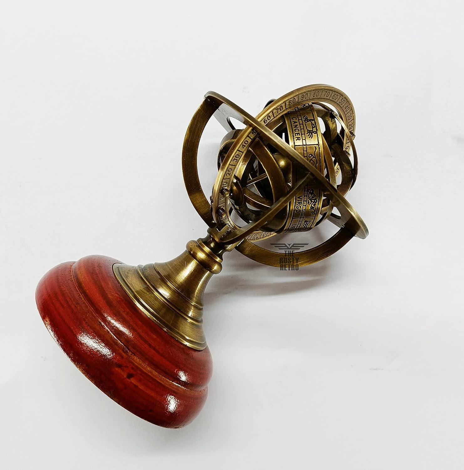 Mappamondo armillare armillare in ottone con incisione nautica, in ottone, stile vintage