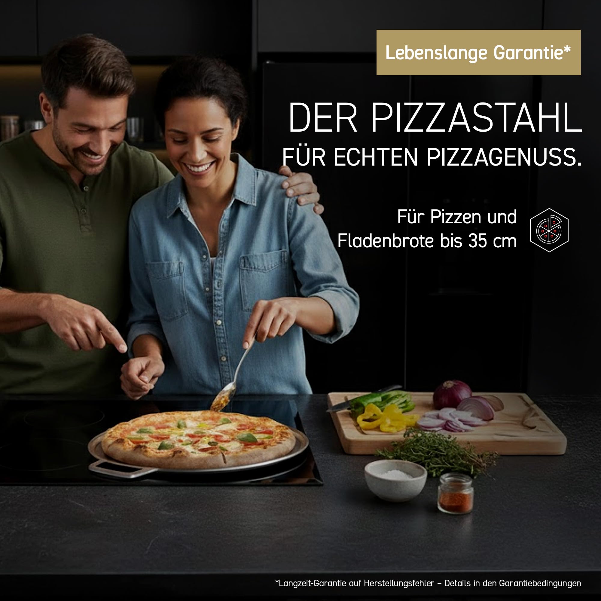 HexClad Hybrid-Pizzastahl – Backstahl für knusprige Pizzaböden | Antihaft-Beschichtung, grill- & ofenfest bis 480°C, Pizzablech für Pizzen & Fladenbrote bis 35 cm