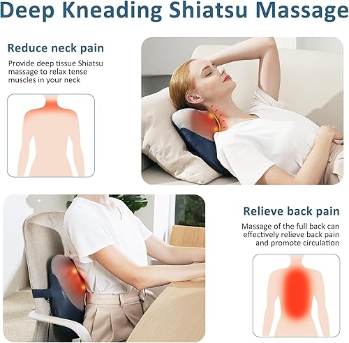 Miniatura 6 de MOUNTRAX Shiatsu - Masajeador de espalda con calor, regalos para mujeres y hombres, masajeador de espalda para aliviar el dolor de tejido profundo,