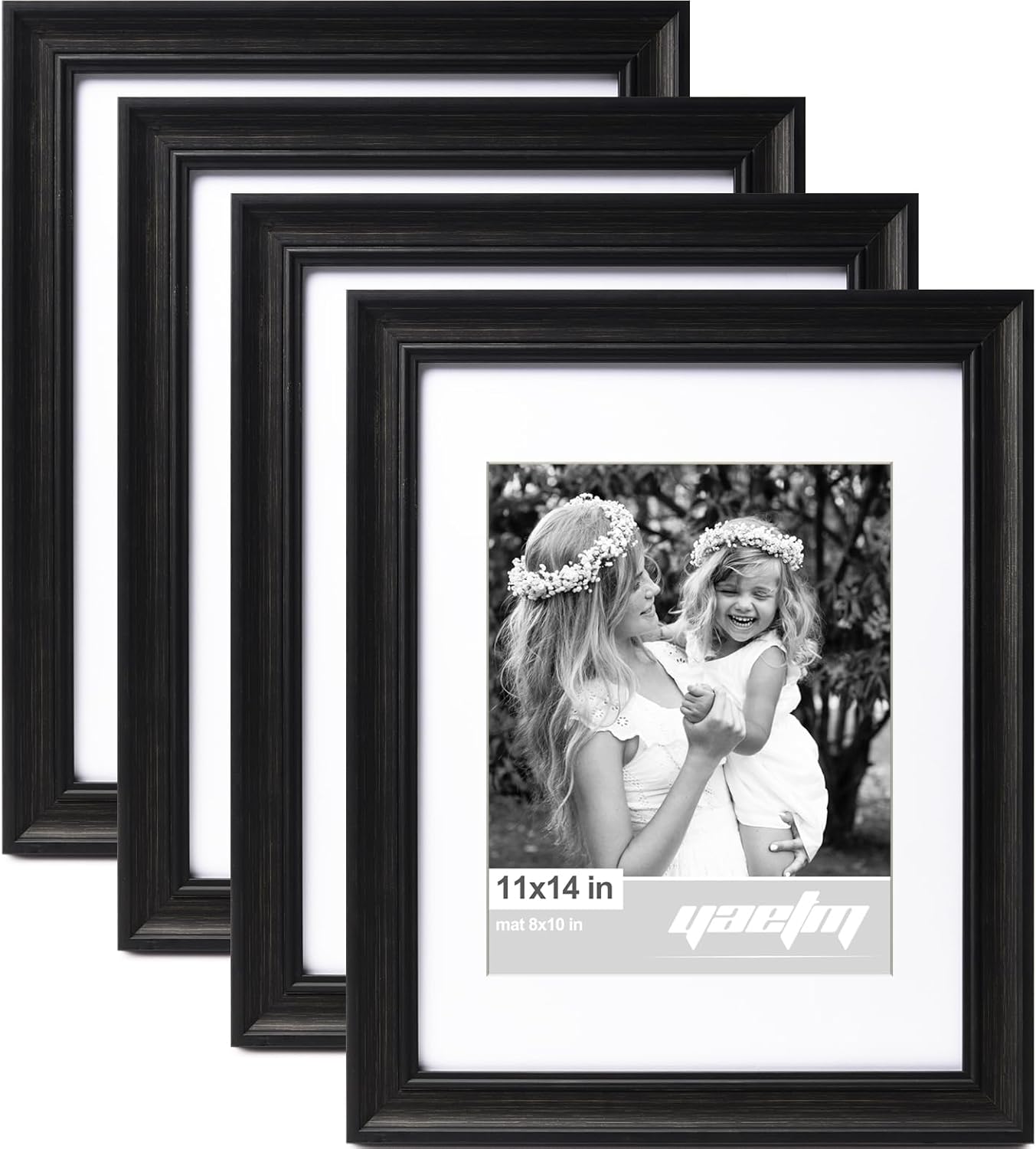 Yaetm 11x14 Picture Frame with Mat for 8x10 Set of 4, 1.4