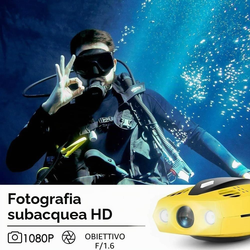 CHASING Dory Drone subacqueo subacqueo Full HD 1080p con fotocamera per visualizzazione in tempo reale, telecomando APP e portatile, con custodia per il trasporto, boa WiFi e cavo da 15 m, ROV