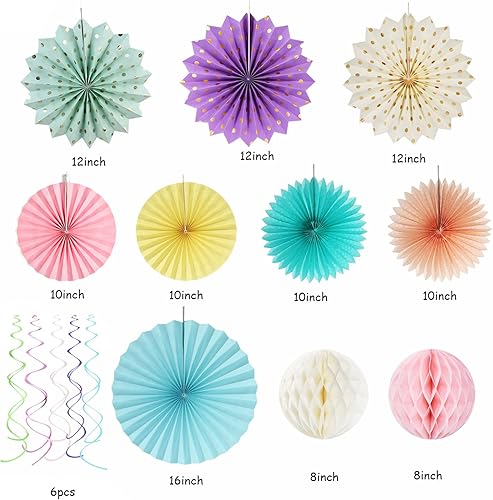 Miniatura 2 de Decoraciones de Fiesta Arcoíris Pastel Rosa Púrpura Amarillo Durazno - Kit de 33 piezas Pancarta, Serpentinas Guirnalda de Borlas, Pompones de Papel