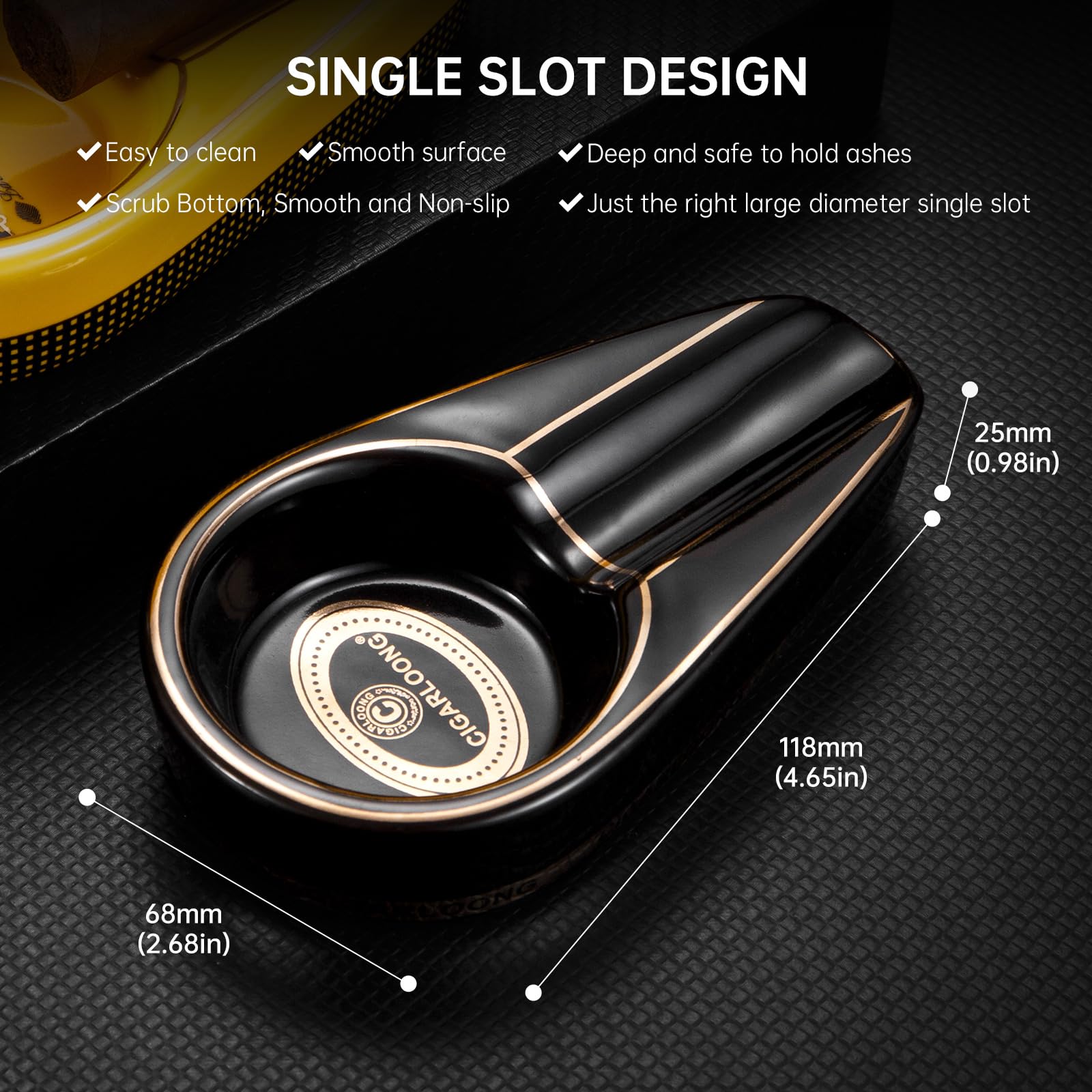 Ensemble de cendriers portables en acier inoxydable et céramique, briquet torche à jet unique, butane rechargeable avec boîte cadeau pour terrasse, extérieur, intérieur (jaune)