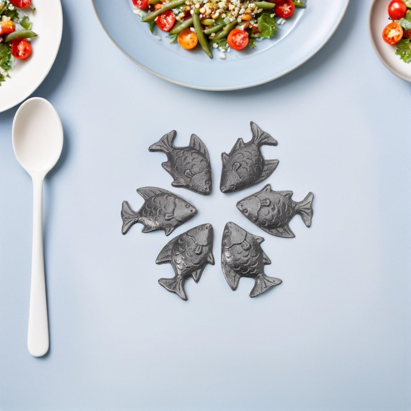 Pesce di Ferro Naturale Set 6 Pezzi per Cucina, Integratore di Ferro Attrezzo per Cottura per Vegetariana Versatile Adatto a Sportivi e Gravidanza