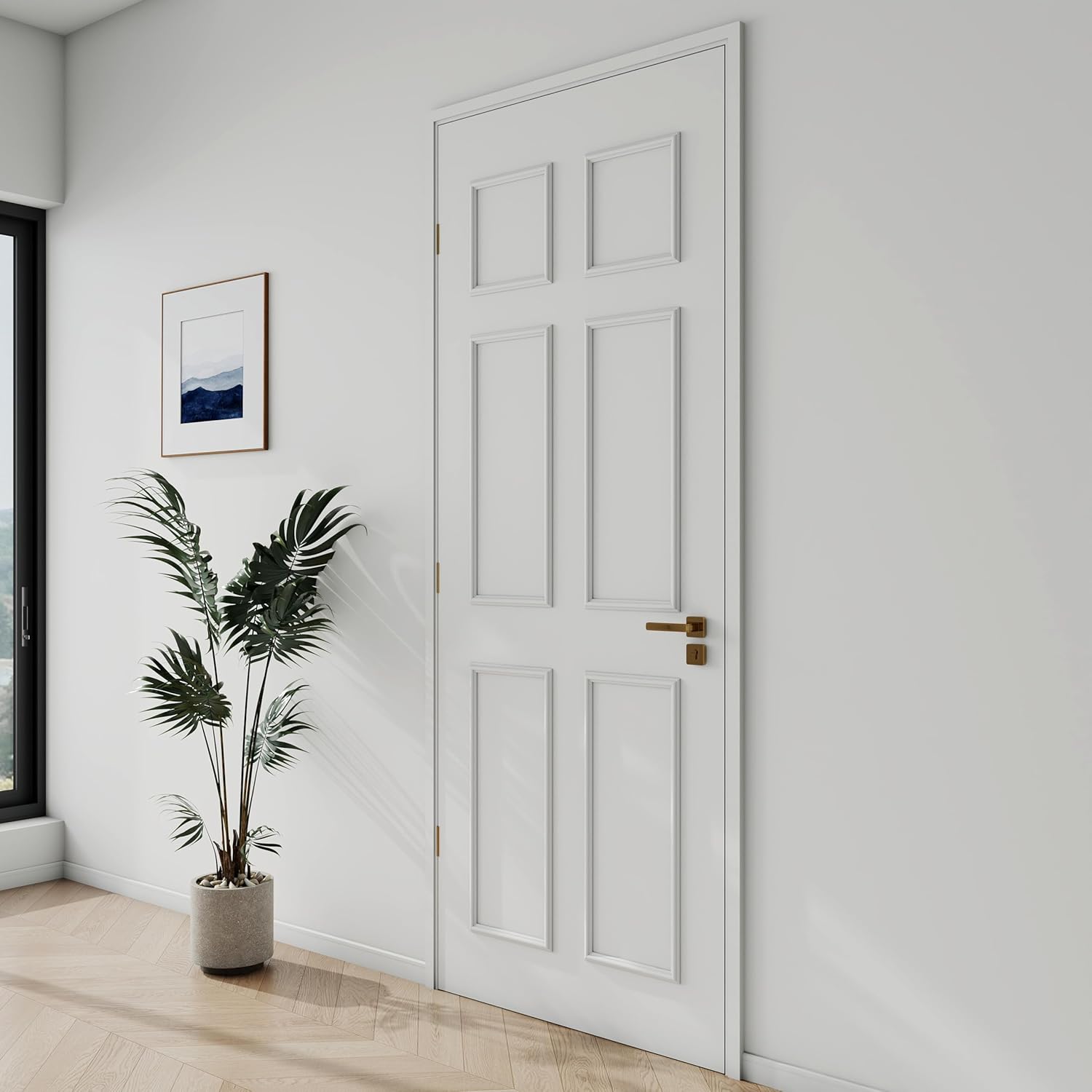 1 Set Peel and Stick Door Moulding Kit 3-Layer Premade Door Panels Molding Trim Self Adhesive 3D Trim for Mirror Window Frame Decor(Top 9 x10 Middle 9 x24.8 and Bottom 9 X 24.8)