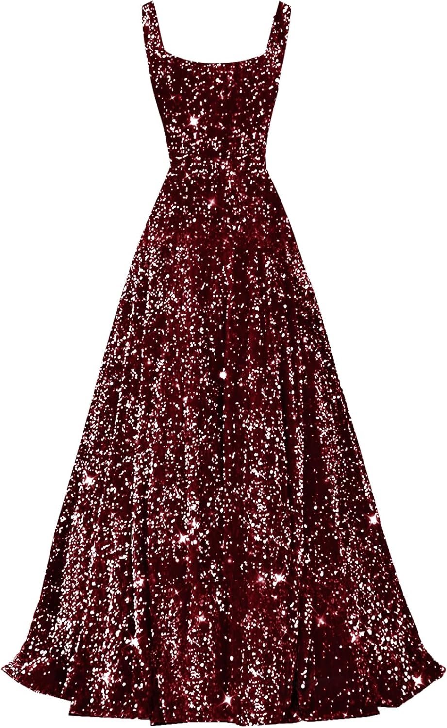 Sparkly Sequin Prom Dresses Long A Line Square Neck Formal Evening Party Gown with Pockets