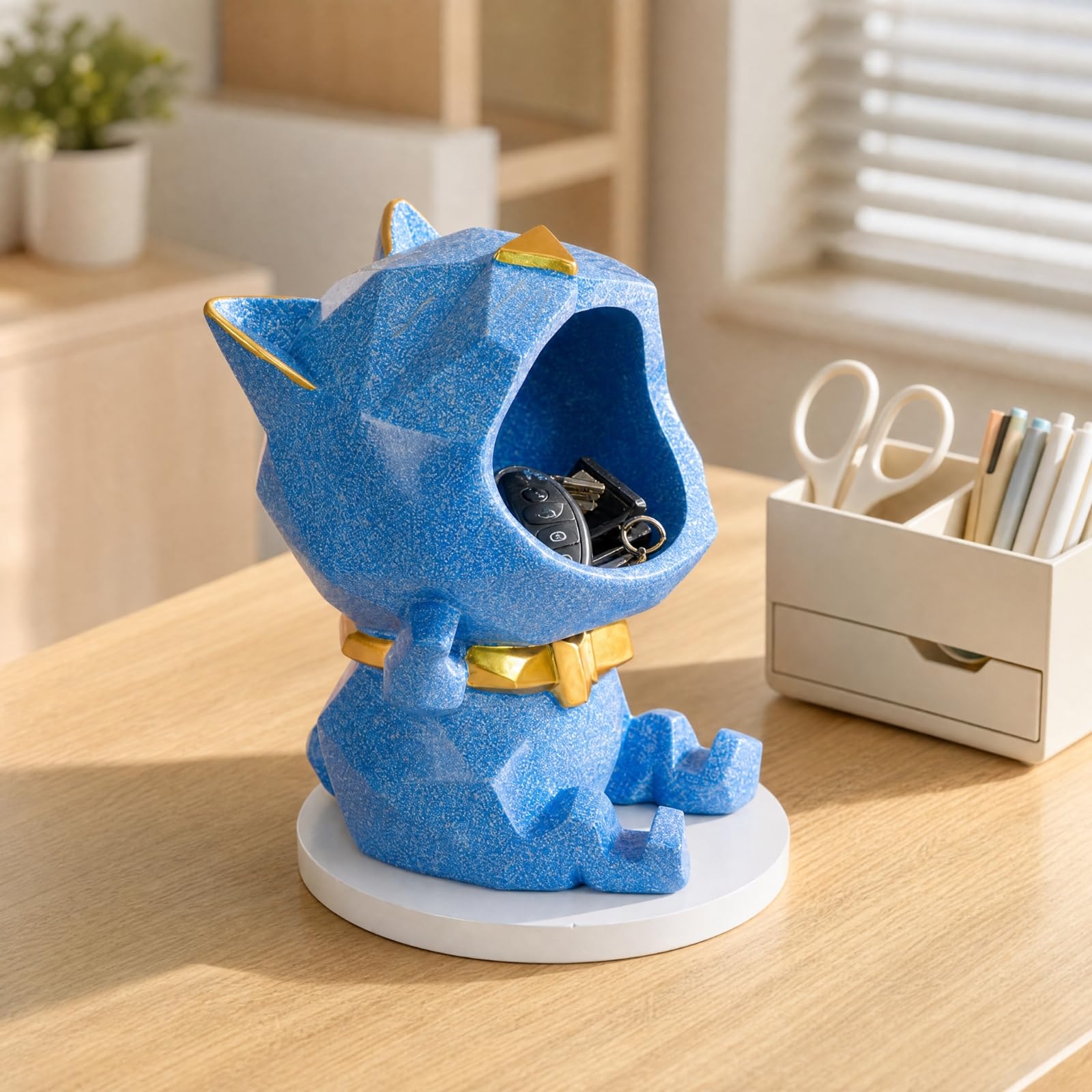 MagiDeal Figura con Almacenamiento Figura Resina con Campana Coleccionable Adorno Computadora Minino para Armario, Almacenamiento