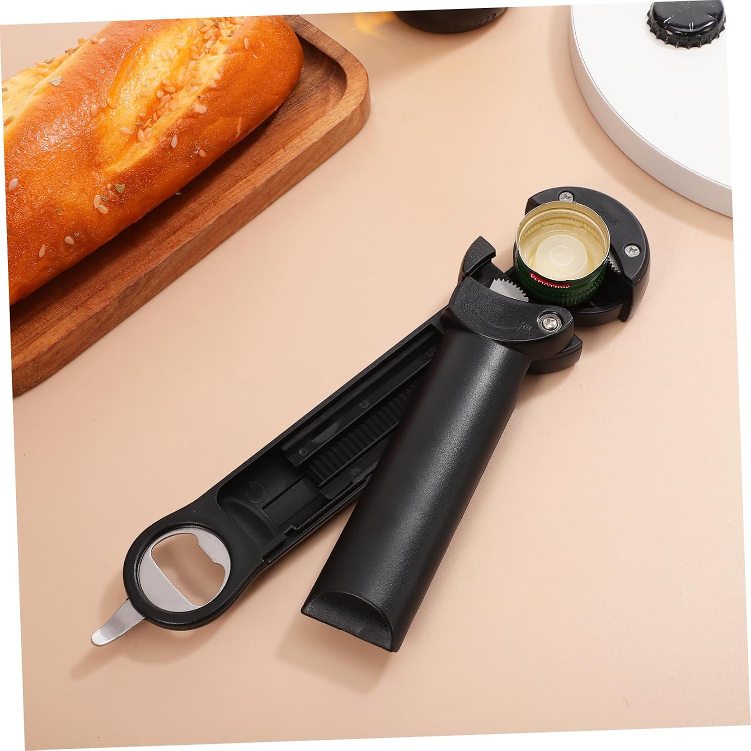 Retractable Handheld Can Opener Ergonomic Jar Opener Extended Handle for Weak Hands Non- Grooves for Effortless Use for Seniors and Easy Opening Tasks