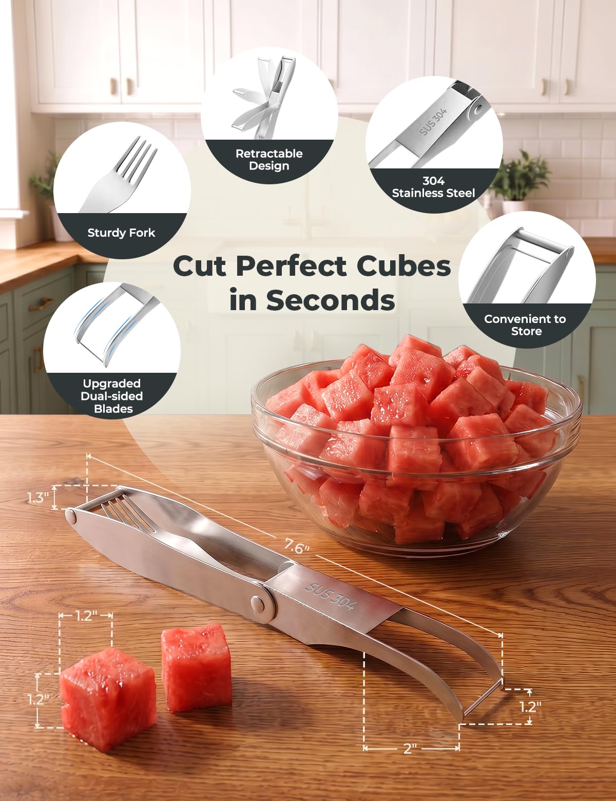 CripsTaste Watermelon Cutter Slicer Tool Stainless Steel Watermelon Fork — Amazon image 5