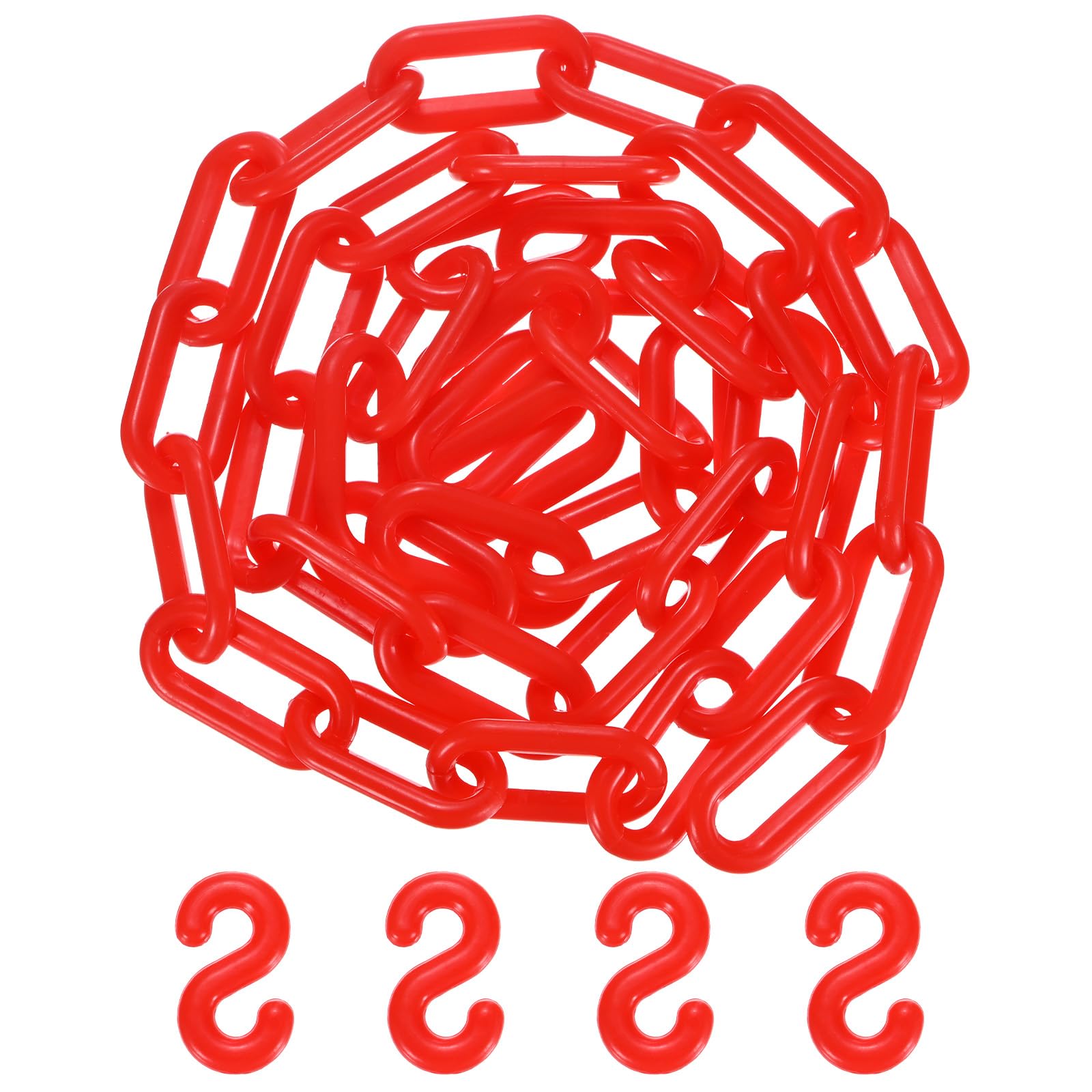 M METERXITY Plastic Barriers Chain, 5Ft Length Red Plastic Waterproof Safety Chain Link with S-Shaped Buckle for Crowd Control/Elevator/Parking/Driveway, Caution Barriers Link