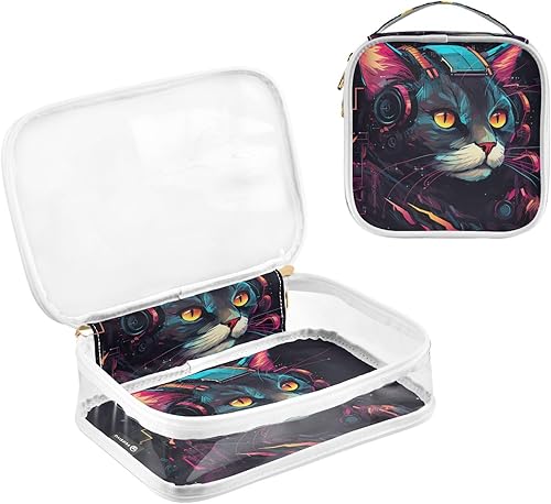 Miniatura 3 de Punk Cat Clear Toiletry Bag for Traveling,2 Pack Makeup Cosmetic Bag with Zipper,Travel Bag for Toiletries,Travel Essentials 21214477