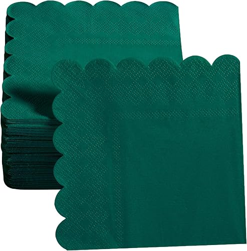 Miniatura 25 de Paquete de 100 servilletas de cóctel de 2 capas con bordes festoneados plegadas de 5 x 5 pulgadas, servilletas desechables para cena, boda, fiesta