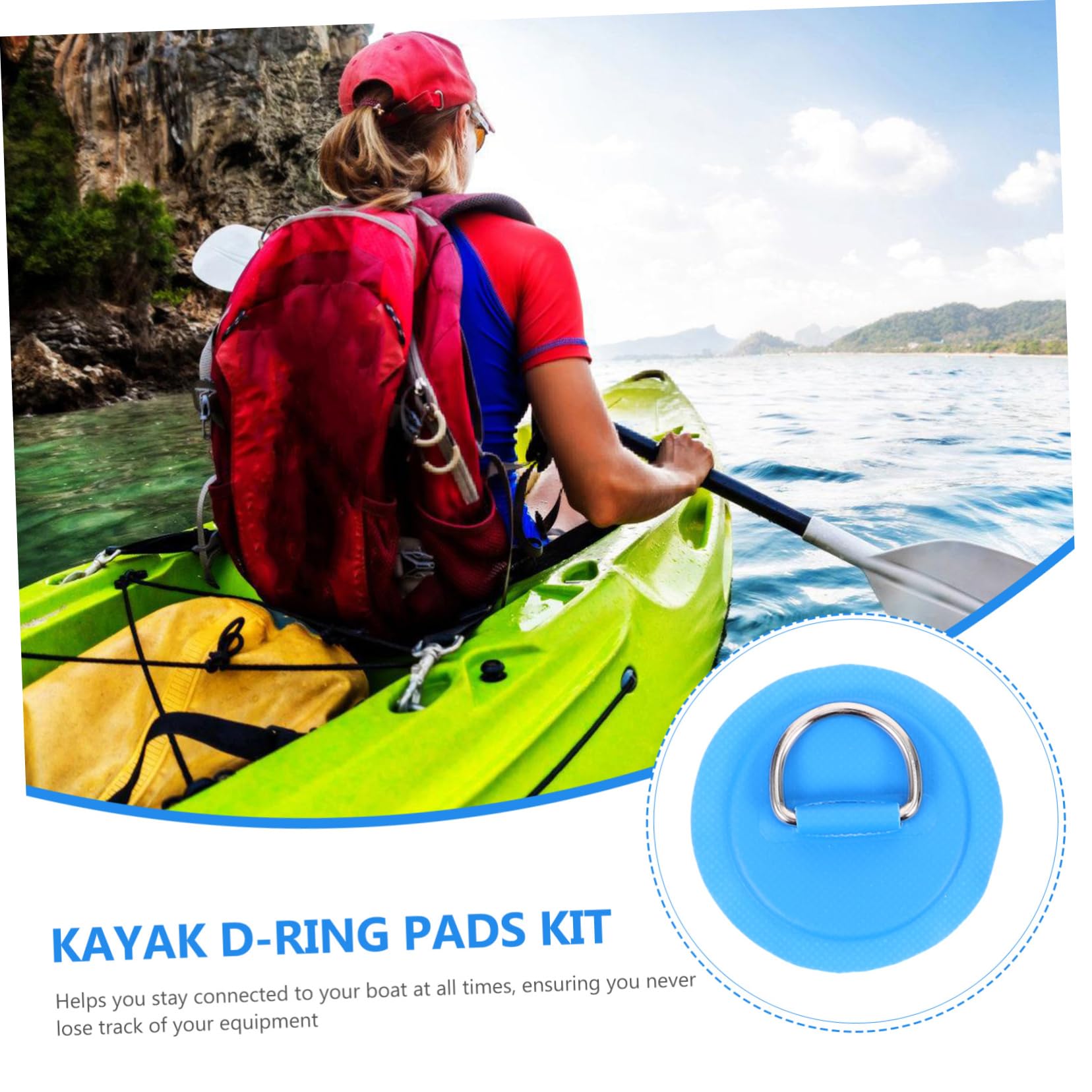 BESPORTBLE Boucle à Anneau en d Surf Corde Marine Aileron De Planche Kayak De Pêche Gonflable Piste De Kayak Soupape Kit De Patch pour Bateau Gonflable De Bateau Blue PVC