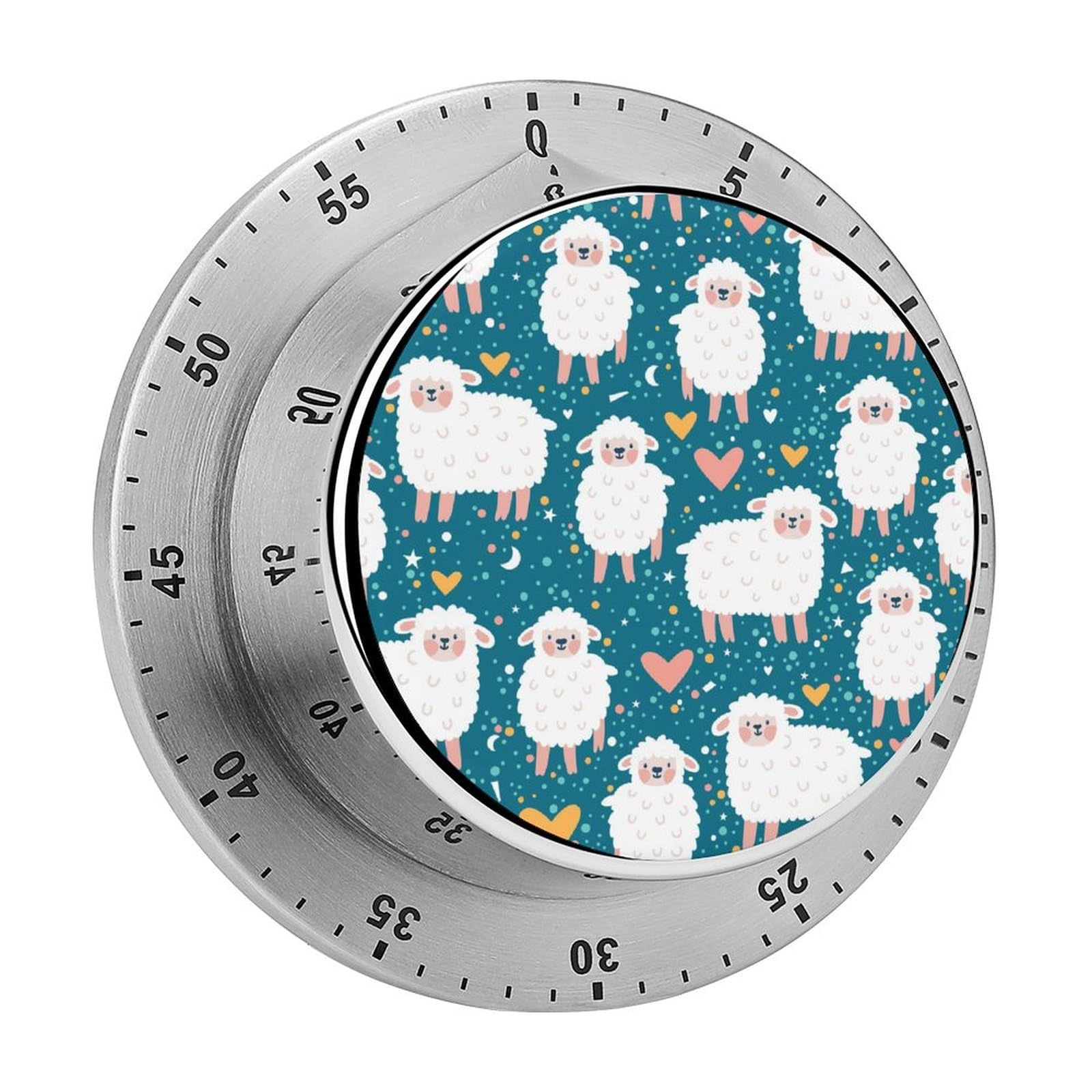 Cooking Timer Cute Sheep For Fitness Learning Baking Kitchen Mechanical Magnetic Stainless Steel 8cm