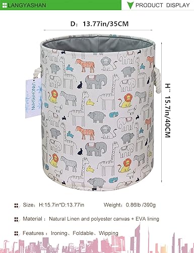 Miniatura 2 de LANGYASHAN Cesta de lavandería de lona plegable para niños, niñas, cesta de almacenamiento para ropa de lavandería, cestas de regalo, ropa de