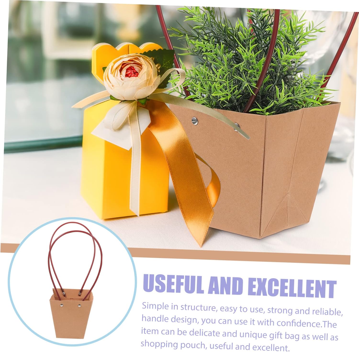 NOLITOY 20pcs Multi-function Handheld Candy Bags for and Festivals Thickened Kraft Wrapping Bags for Takeaway Food Picnic and Shopping