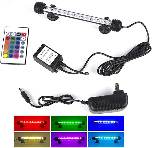 Smiful Luz LED para acuario luz sumergible para pecera control remoto de colores resistente al agua cristal LED barra de luces