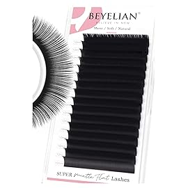 BEYELIAN Flat Eyelash Extension, Ellipse Lash Extensions 0.20 C Curl 10mm 16 Rows Matte Black Eyelash Extension Supplies Classic Lash Extensions Individual Eyelashes Salon Use