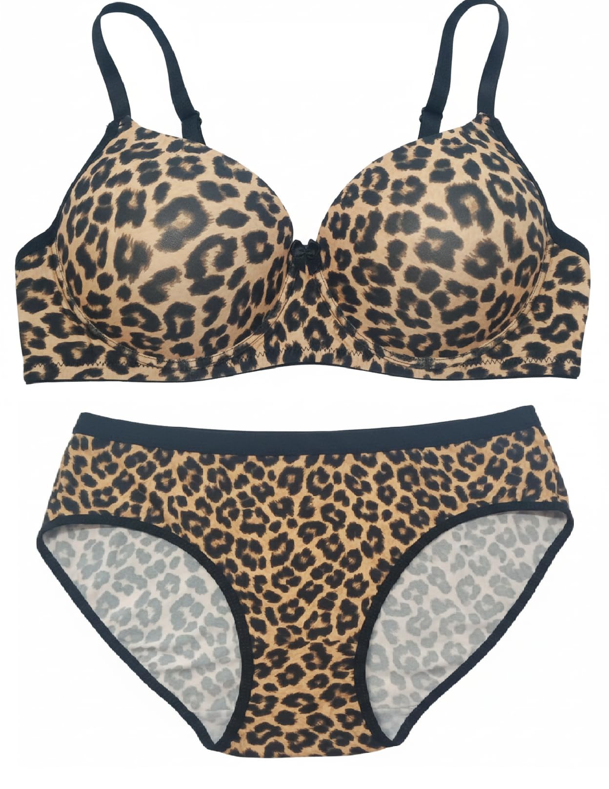 girliya lane Leopard Print Padded T-Shirt Bra and Hipster Panty Set for Girls, Women's Cotton-Lycra Spandex Lingerie Combo-picture-17
