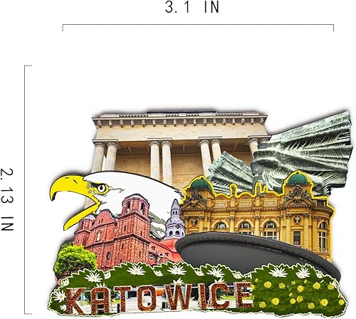 Miniatura 3 de Katowice - Imán de nevera de Polonia 3D clásico de madera para refrigerador, monumento, hecho a mano, manualidades, viaje, recuerdo, colección,