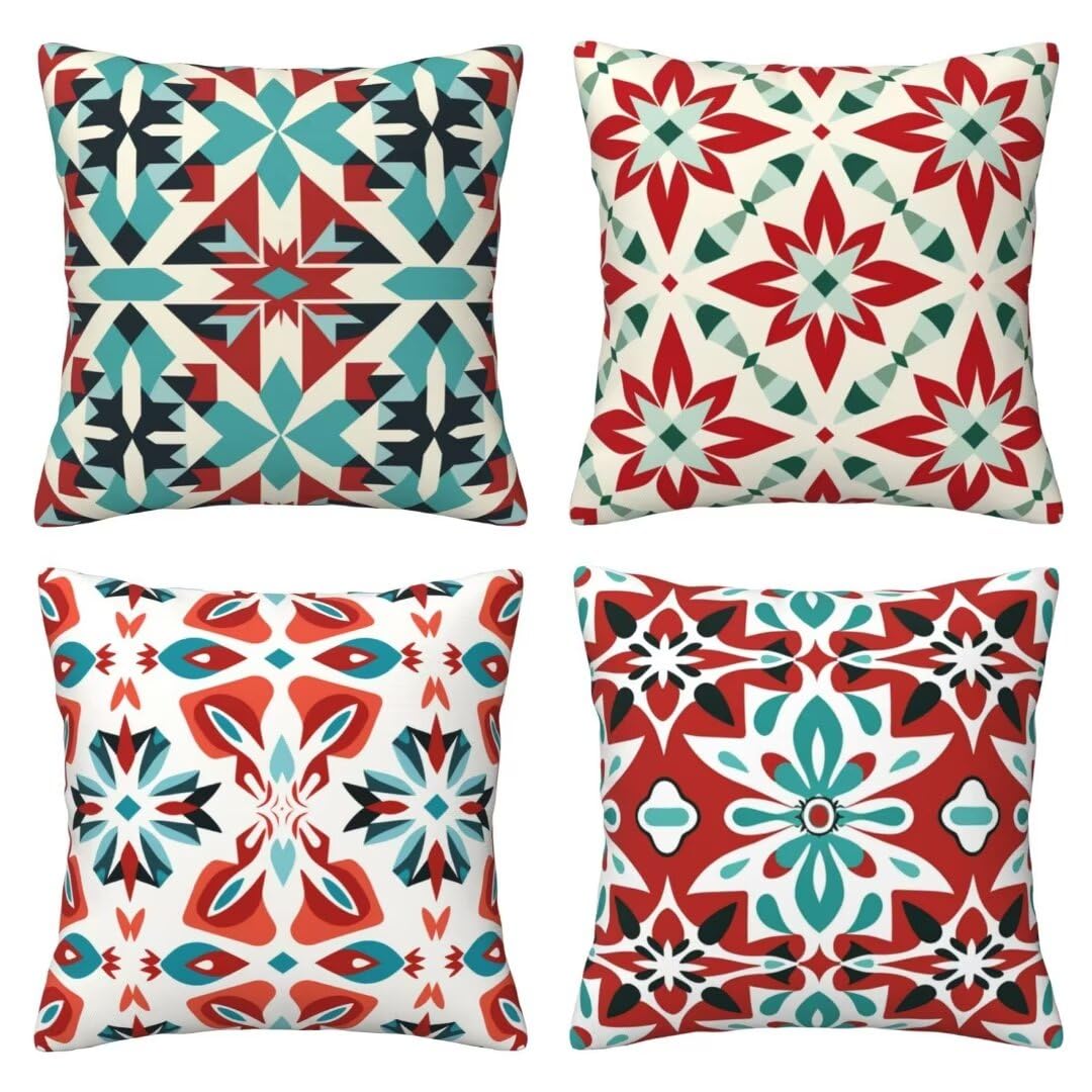 Cuscini per Divano Bohémien, Etnico Federe Cuscini Divano 60x60cm Cuscino Divano, Cuscini Letto Decorativi Copricuscino Divano, per Cuscini Home Room Divano Soggiorno Sedia Letto Decor, 4 Pezzi X443